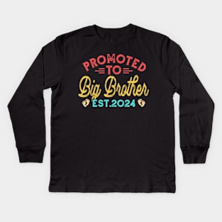 Promoted To Big Brother 2024  Father's Day Kids Long Sleeve T-Shirt